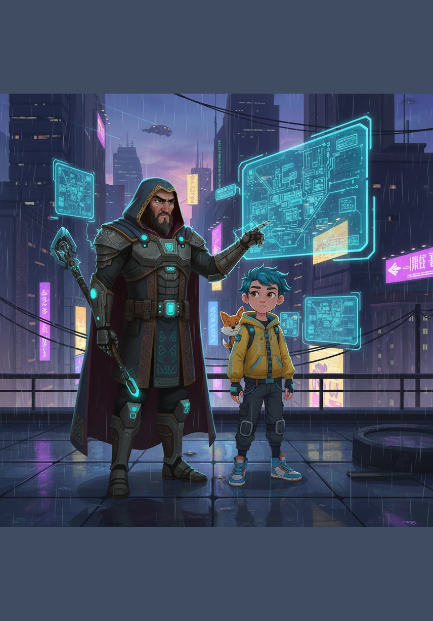 The legendary hero Alpamis Batyr emerged from an ancient epic, his silver armor reflecting the moonlight that streamed through the tall windows. He looked down at Ertis and taught him that true bravery is found in a kind heart and the strength to do what is right.