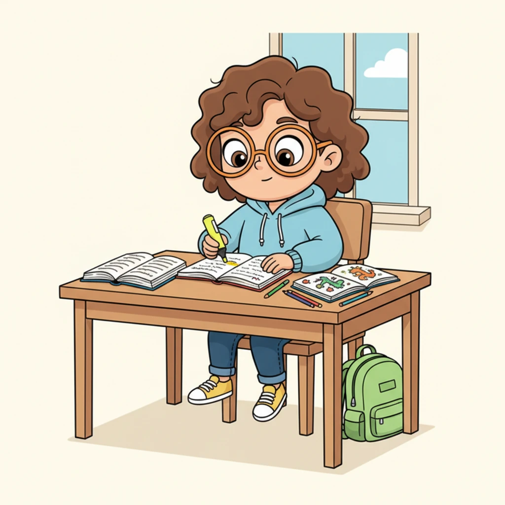 After finishing homework, Alex switches gears, carefully reviewing notes from class, highlighting key points. Then, it's time for a cherished hobby: drawing fantastical creatures in a sketchbook, adding a touch of personal joy to the day. This creative break recharges Alex's mind.