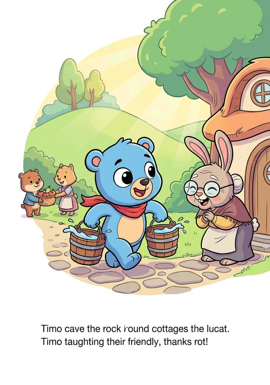 He remembered the old woman's words about kindness. Timo started helping his neighbors, carrying water for the elderly, and sharing his food with those in need.