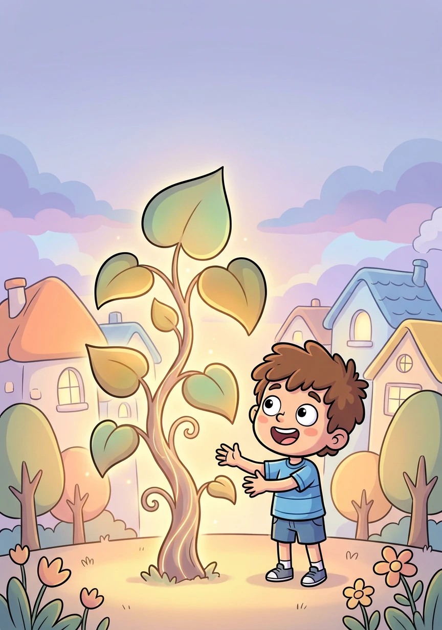 The sprout grew taller each day, blossoming into a beautiful plant with glowing leaves. The plant's light spread throughout the village, bringing warmth and hope.