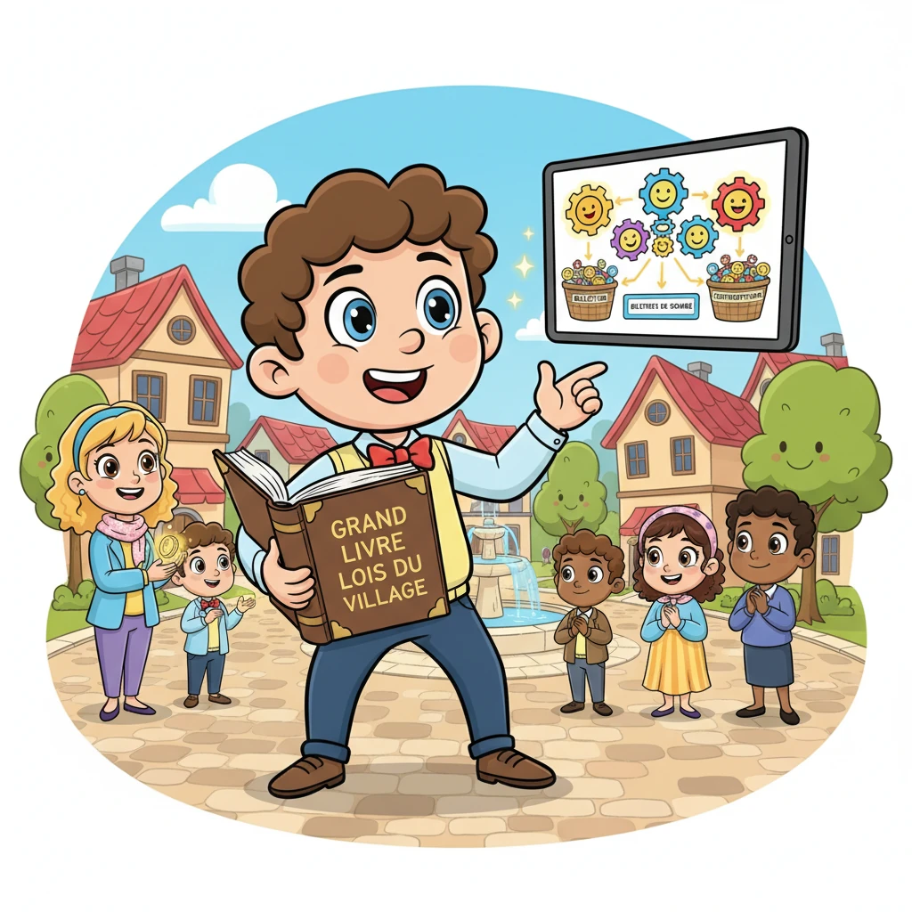 Kito veillait toujours à ce que toutes les règles du "Grand Livre des Lois du Village" soient respectées. Il s'assurait que les "Billets de Sourire" étaient justes et que les contributions pour le village étaient correctement distribuées. C'était très important pour la confiance de tous.