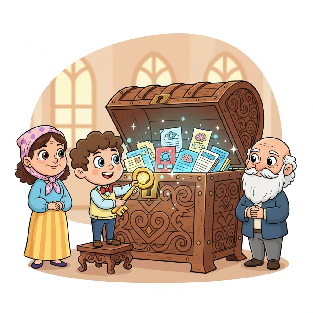 Tous les documents importants, des "Histoires de Travail" aux "Billets de Sourire", étaient rangés en sécurité dans le "Grand Coffre Magique de Lumina". Seuls Kito et quelques sages du village avaient la clé, garantissant que les secrets de chacun étaient bien gardés.