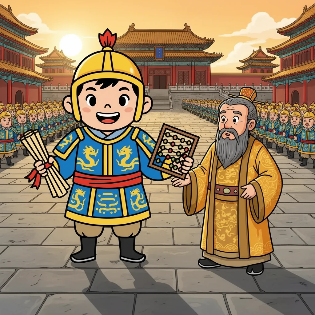 韓信是一位足智多謀的將軍，他負責管理著一支英勇的軍隊。一天，皇帝問韓信有多少士兵，韓信卻笑著說：「讓我來點點看！」 他決定用一個特別的方式來計算士兵的數量。