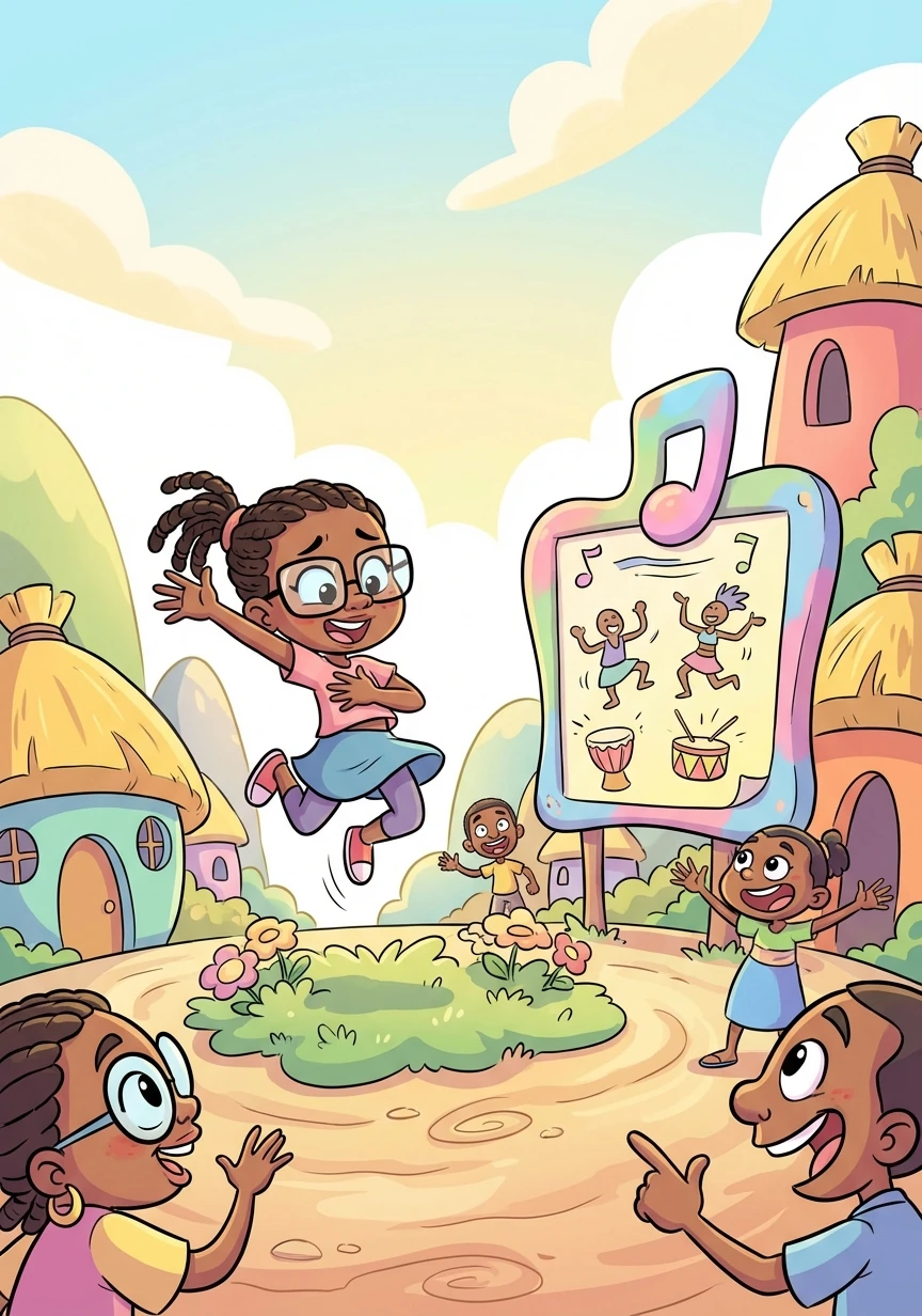 One day, a famous dance troupe from a neighboring village announced they were holding auditions. Okereke's heart leaped with excitement, but doubt crept in. Could she, with her eyeglasses, truly compete?