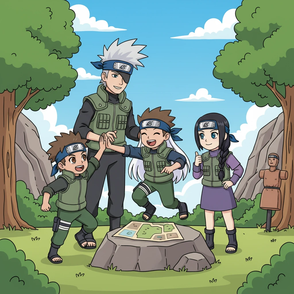 Soon after, Hotaru was placed on a new Genin team. She met her two equally eager teammates and their seasoned Jonin sensei, a kind but firm mentor. Together, they began their first missions, learning the ropes of teamwork and strategy.