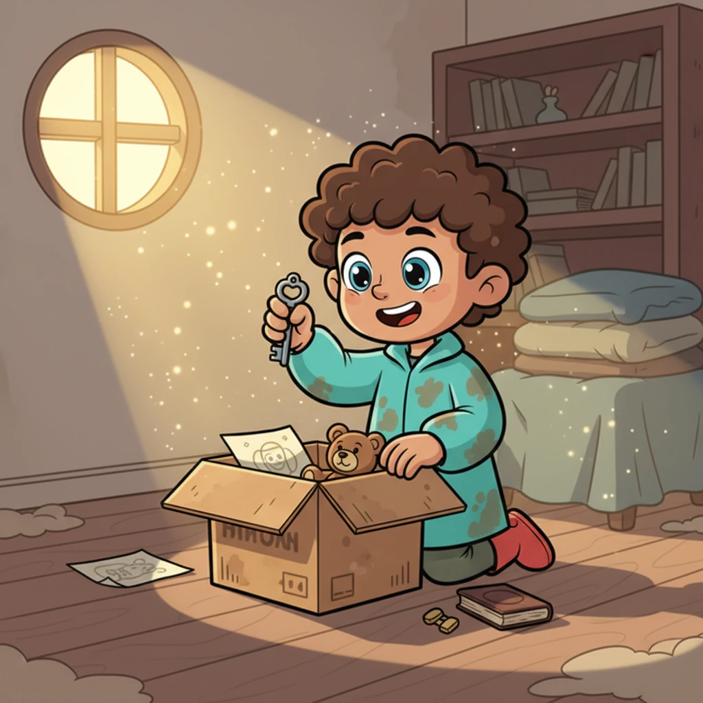 Days later, a dust-covered Leo carefully rummaged through an old storage box tucked away in a seldom-used corner of his apartment. Sunlight streamed through a small window, illuminating the motes dancing around the forgotten treasures of his past.