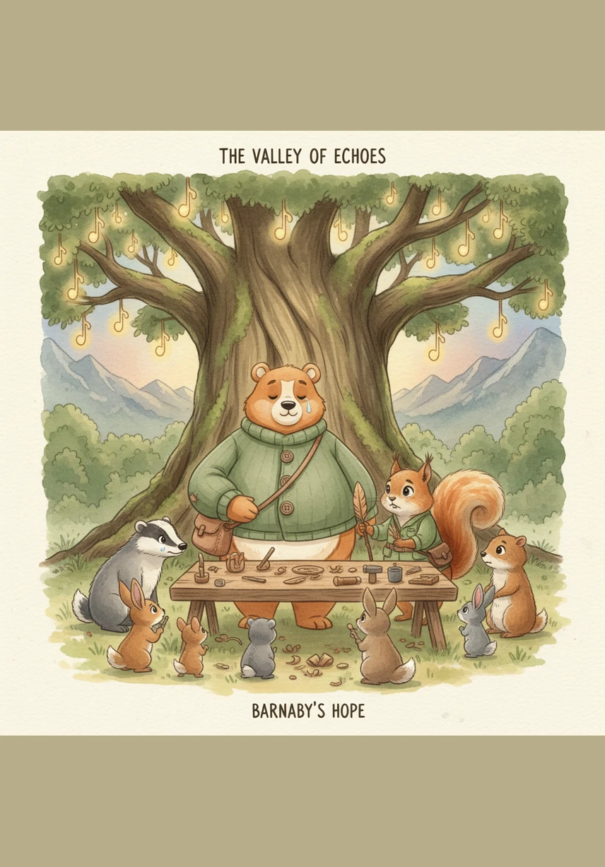 At the heart of the valley stood the Great Singing Tree, where a very sad Wise Owl sat on a high branch. Barnaby reached into his bag and pulled out the shimmering golden feather he had found.