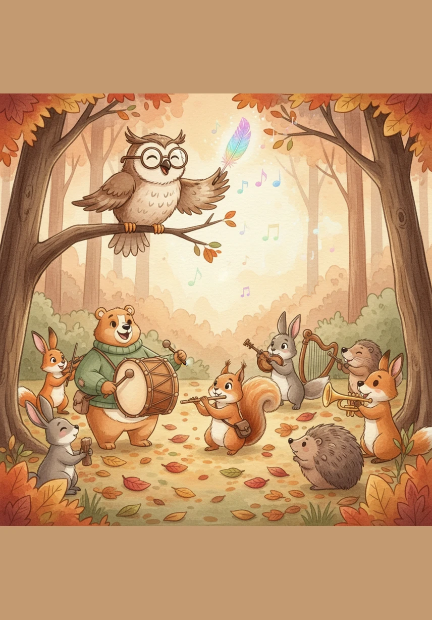 The Wise Owl hooted with joy, explaining that the feather was actually his magical conductor’s wand. Without it, the forest animals couldn’t start their grand musical festival to celebrate the changing seasons.