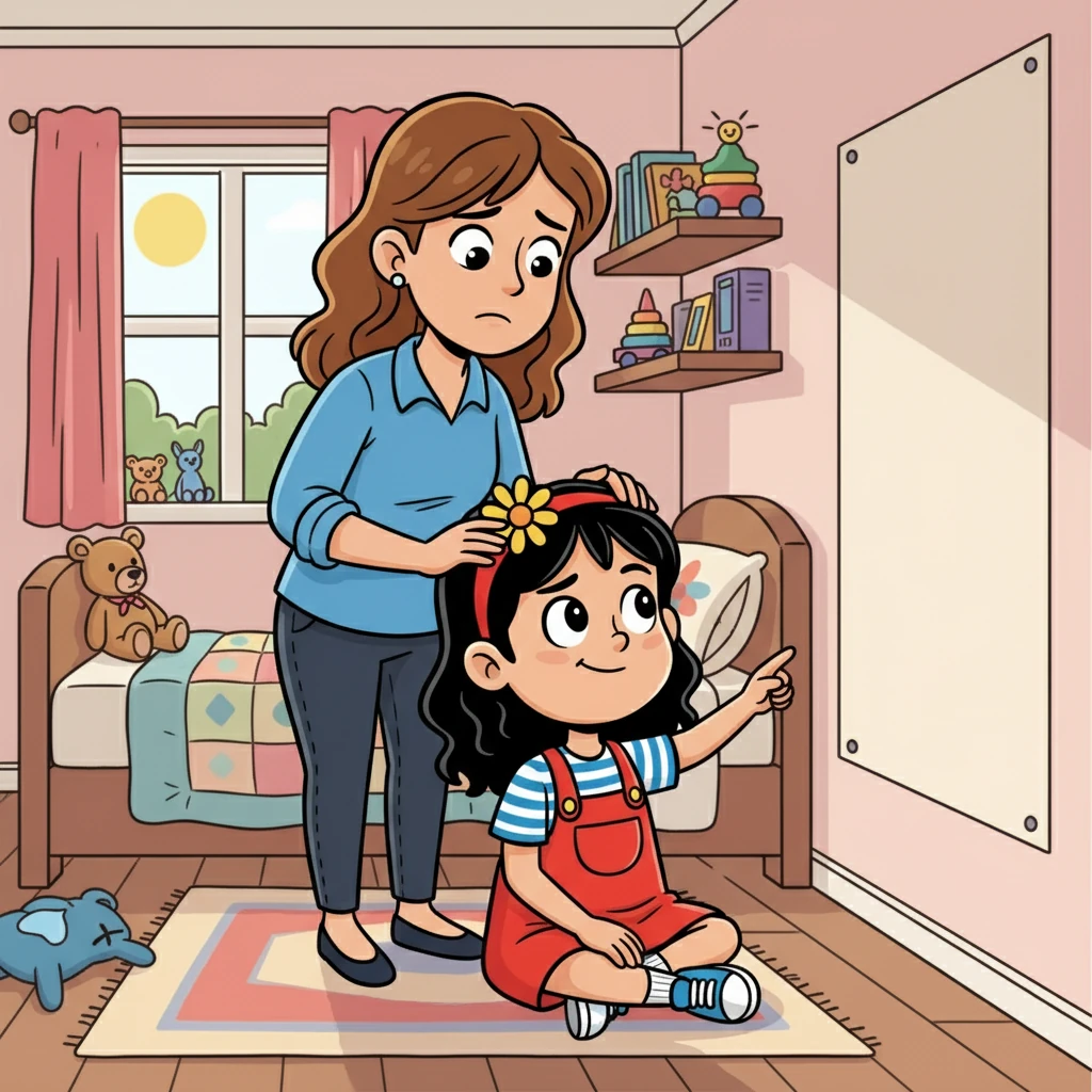 Su madre, Laura, entró en la habitación preocupada. '¿Con quién hablas, mi amor?' preguntó Laura, acariciando el cabello de Sofía. Sofía, con una sonrisa misteriosa, respondió: 'Con el niño que vive en la pared'.