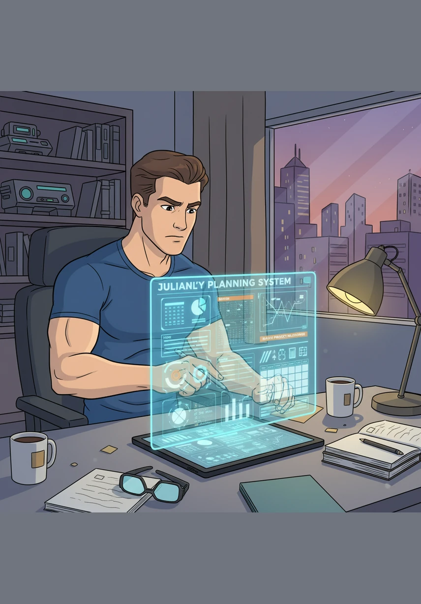 Every month, Julian uses the Planning System to set ambitious targets for his savings rate and investment goals. He compares his actual progress against his dreams, staying focused on the strategic focus he defined for the month.