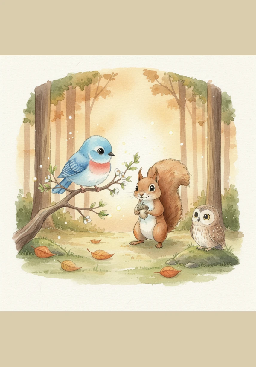 As the sun began to set, Sammy noticed that the acorn’s glow was starting to flicker and fade. He felt a little sad, wondering if the magic was disappearing and if he would be left in the dark.