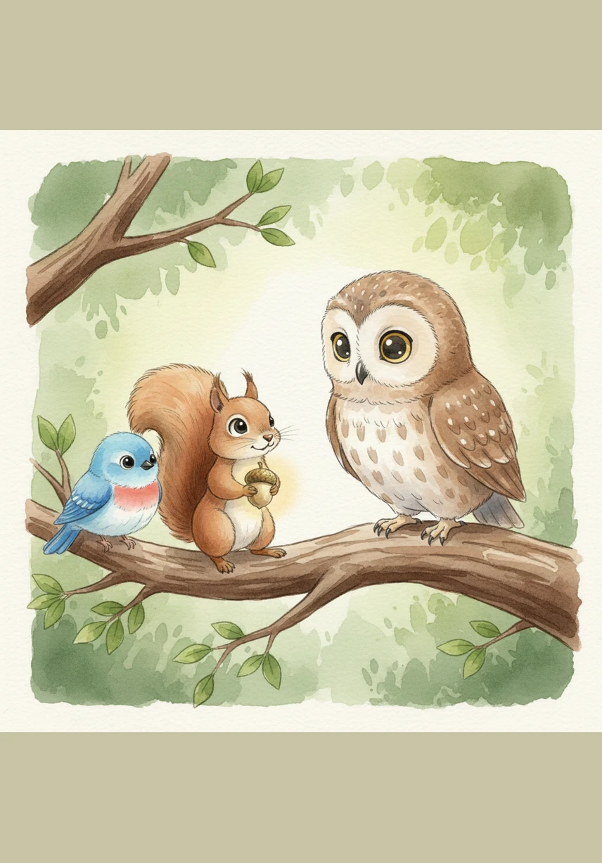 Oliver the Wise Owl landed on a branch and explained that the acorn’s light was fueled by the joy of helping others. To keep the magic alive, Sammy didn't need a special nut; he just needed a kind heart.
