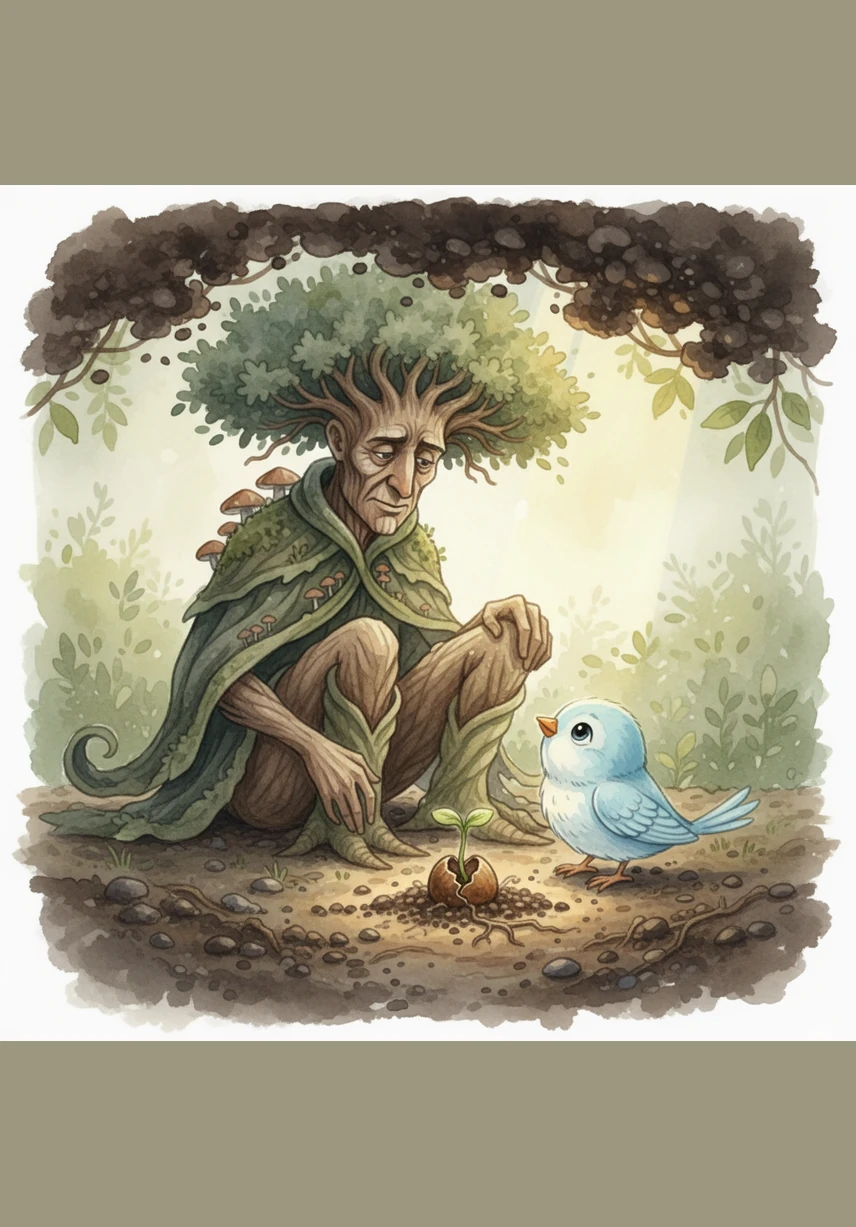 The old tree began to tell a story of when he was just a tiny, fragile acorn buried in the dark soil. He spoke of his fears of the cold and his wonder at the first ray of sunlight that touched his tiny sprout. Barnaby reminded Pip that even the greatest strength begins with a single, quiet moment of growth.