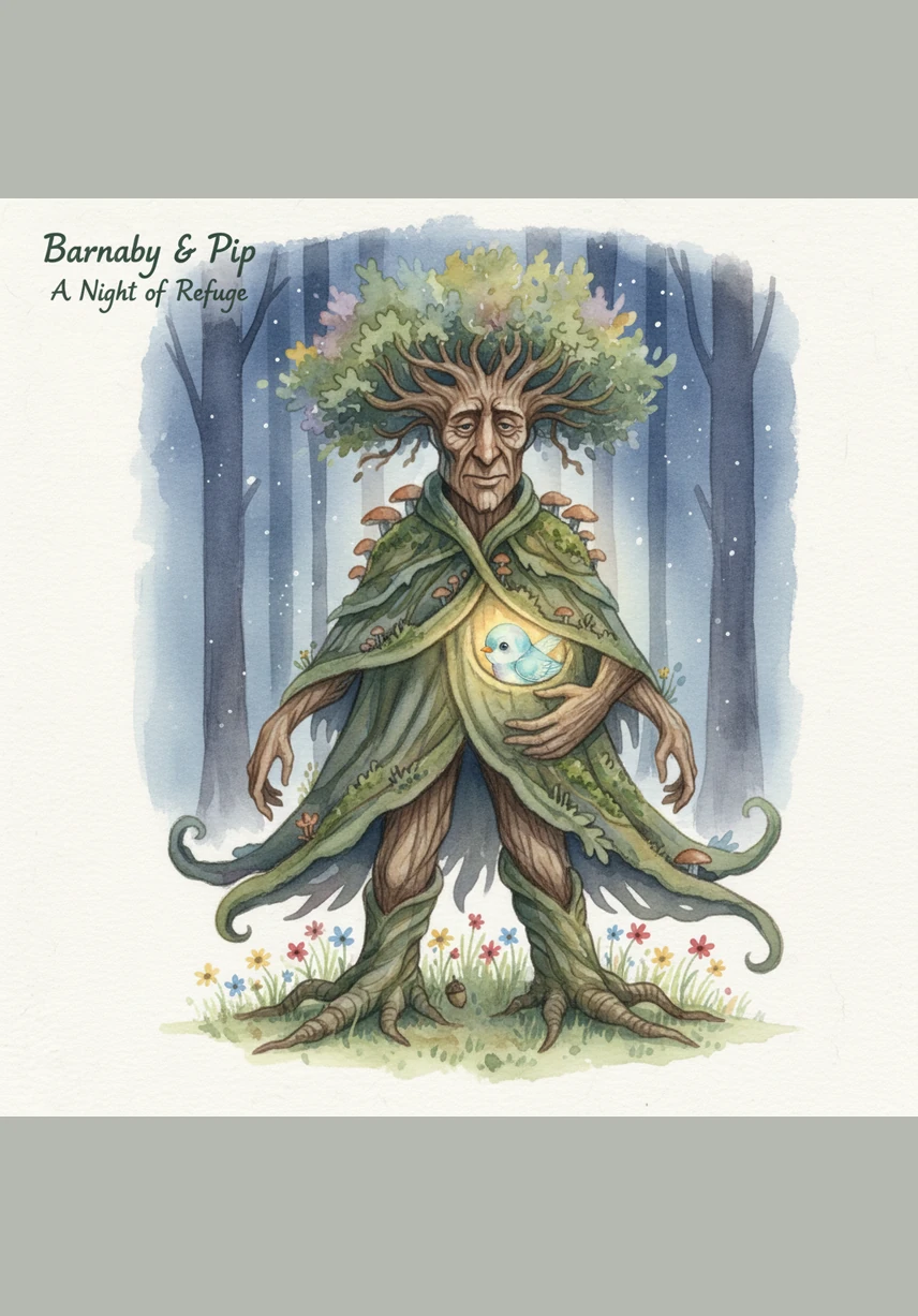 Barnaby spread his leafy canopy wide, creating a dry sanctuary for the shivering bird. He told Pip that storms are not meant to break us, but to wash away the dust and bring new life to the thirsty ground. Under the shelter of the old oak, Pip felt a strange sense of peace despite the thunder.