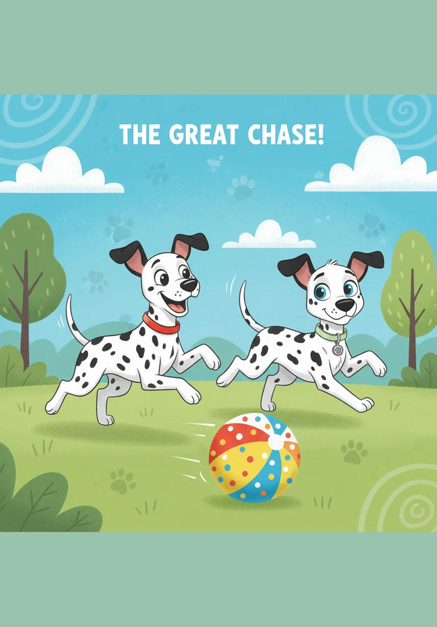 Bobby and Matrix dash away from the farm, their tongues lolling out as they share a secret laugh in dog-language. They find themselves in a lush green meadow, safe from the shouting farmer and ready for their next discovery.