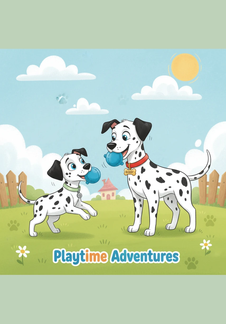 Bobby decides that being clean is far less important than being a good brother and takes a flying leap into the puddle. Now, they are no longer black-and-white Dalmatians, but mystery-colored adventurers covered in the earth of their journey.