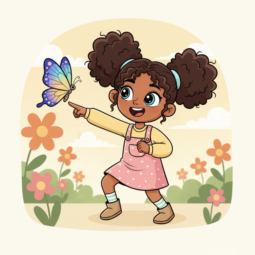 The magical butterfly, unafraid, gently fluttered and landed right on Luna's outstretched finger. A soft giggle escaped Luna's lips as she felt its feathery touch.