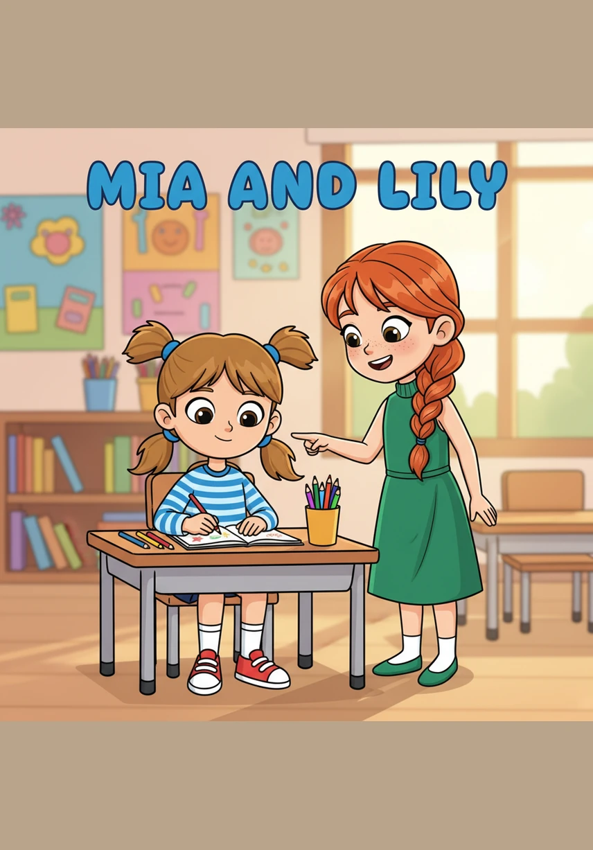 Mia pauses, remembering how nervous she felt on her very first day of school. She chooses a smooth blue block and gently slides it across the floor toward Lily, offering a small, encouraging smile.