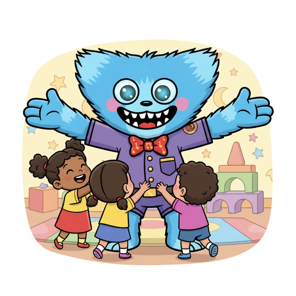 Barnaby's favorite job was giving gentle, comforting hugs to all the children. His oversized arms were perfect for wrapping around little ones, making them feel safe and happy. He'd often stoop down, his expressive eyes sparkling with kindness, as giggling kids reached out for a squeeze.