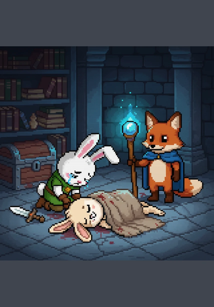 In a quiet clearing stands a cozy little hut with a thatched roof and warm light glowing from its windows. Hopper stands at the entrance, feeling the warmth and safety of a place where every heart is happy and secure.