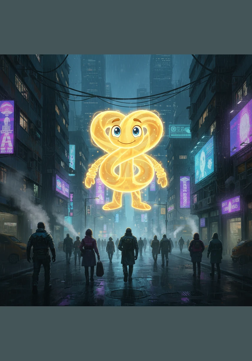 A friendly, glowing creature made of pure golden energy named Bondy appears, reaching out with translucent arms to connect the atoms. Bondy explains that he is the invisible force of attraction that keeps the tiny pieces of the universe together.