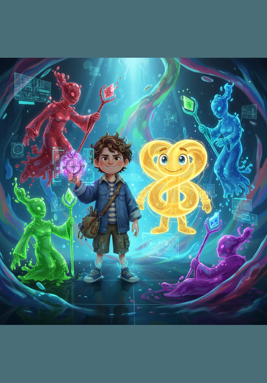 They travel to a new liquid where the Color Wizards reside, watching as the entire environment shifts from deep purple to bright pink with just one drop. Bondy explains how pH indicators reveal the hidden secrets of a liquid's personality through a magical rainbow of colors.