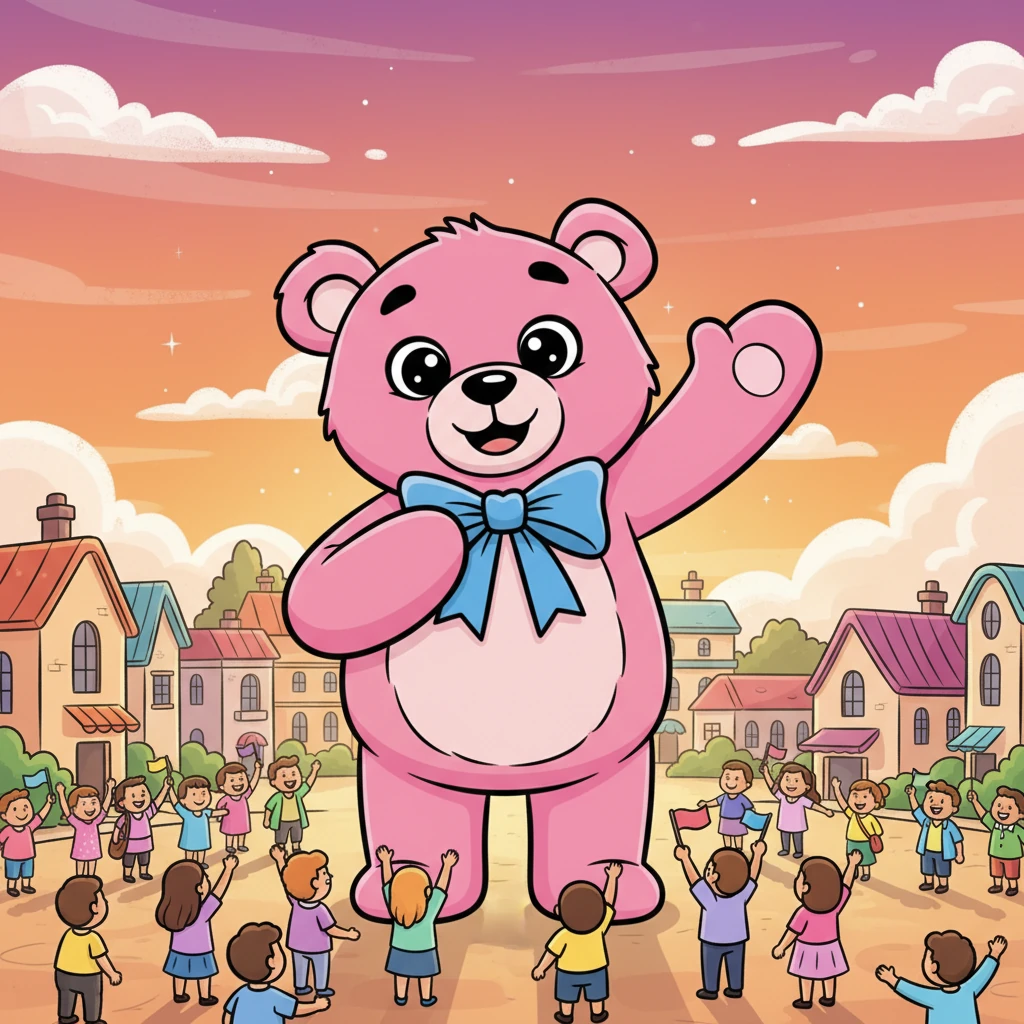 As the sun began to set, painting the sky in hues of orange and purple, Rosie prepared to leave. She waved a colossal paw goodbye to the cheering townspeople, who had gathered to bid her farewell. Every heart in Brightville felt a little fuller, a little warmer, after her visit.