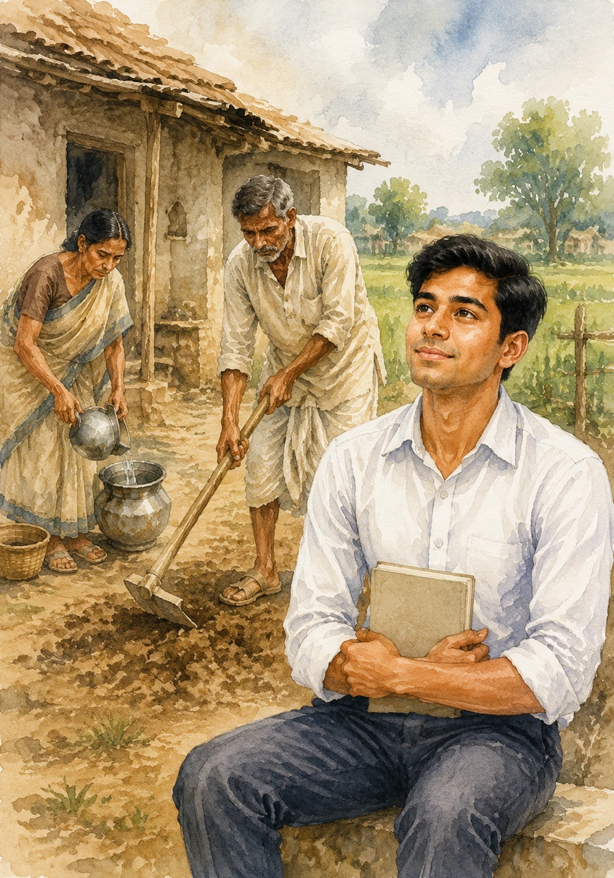एक छोटे से गाँव में सूरज नाम का एक लड़का रहता था, जिसके माता-पिता खेतों और घरों में कड़ी मेहनत करते थे। घर की स्थिति खराब थी, लेकिन सूरज की आँखों में हमेशा कुछ बड़ा करने की चमक रहती थी।