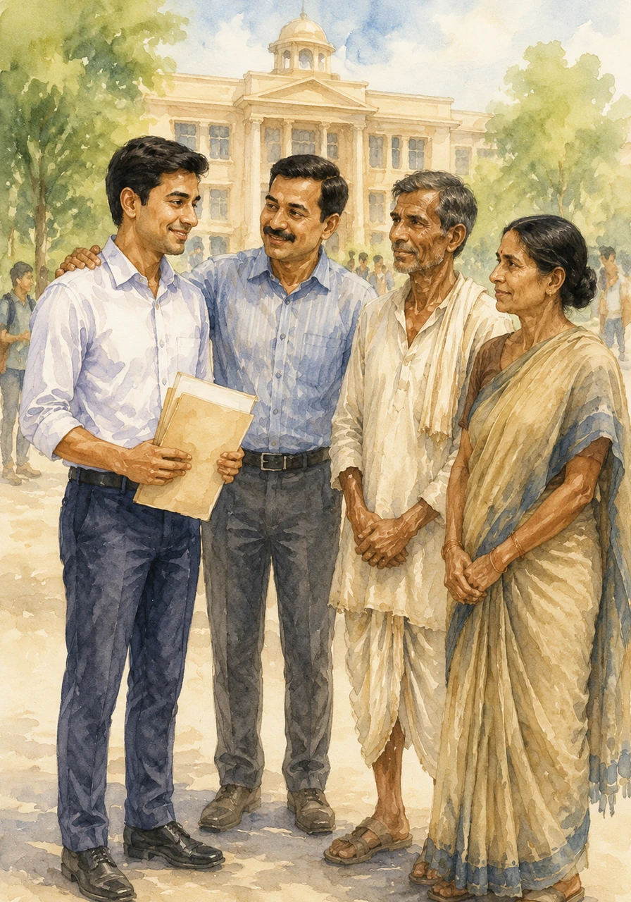 सूरज की प्रतिभा को देखकर उसके शिक्षक ने उसे बहुत सराहा और शहर के एक बड़े कॉलेज में दाखिला दिलाने में मदद की। यह सूरज के जीवन का एक नया और सुनहरा मोड़ था।