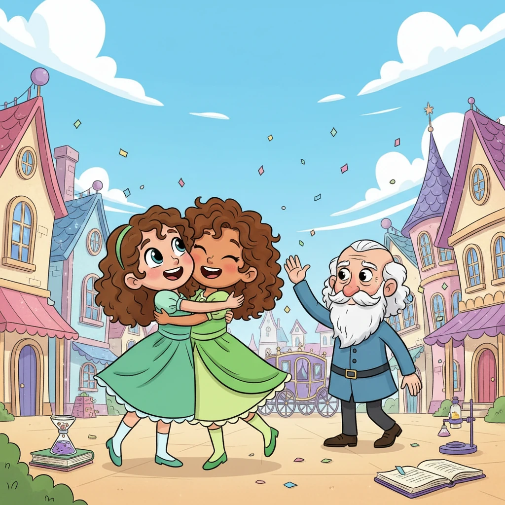 King Meticulous, deeply touched by their spirit and brilliance, declared Sparkle Grove Academy a true marvel. He realized that true order wasn't just about absence of dust, but the presence of lively, intelligent minds and joyful hearts. He left the academy a changed man, perhaps a little less picky and a lot more appreciative of the beautiful, creative chaos of life, while the girls celebrated their success with cheerful hugs and a renewed sense of pride.