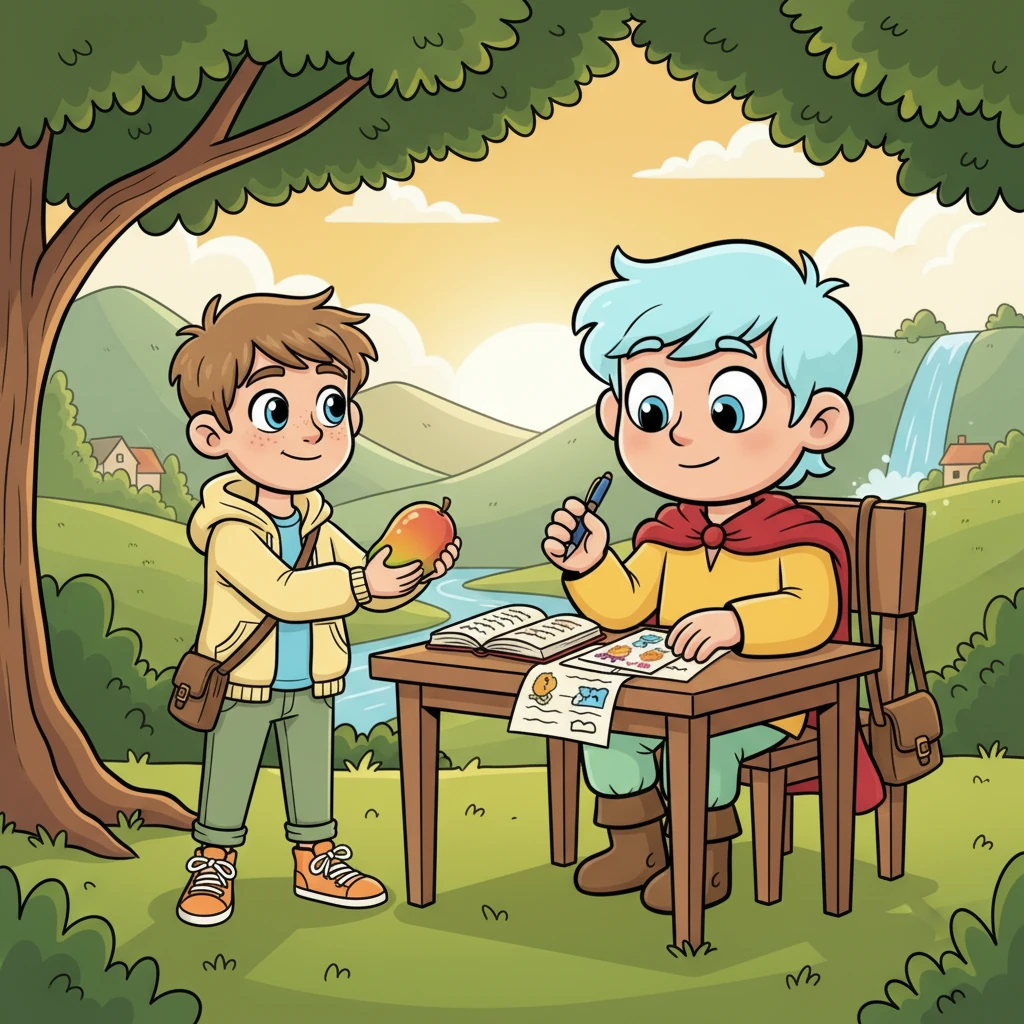 After school, Leon tries to engage John in playful exploration, suggesting hikes to hidden waterfalls or games with the local children. John, polite but absorbed, often gently declines, preferring to grade papers or prepare for the next day. Leon, undeterred, finds creative ways to be near John, perhaps bringing him a fresh fruit snack while he works, his heart fluttering with unspoken affection.