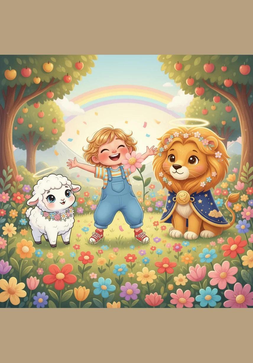 Flowers of every color imaginable bloom in perfect harmony, swaying gently as if dancing to a melody only they can hear. When Eden laughs, the blossoms seem to lean in closer, sharing their sweet fragrance with the happy child.