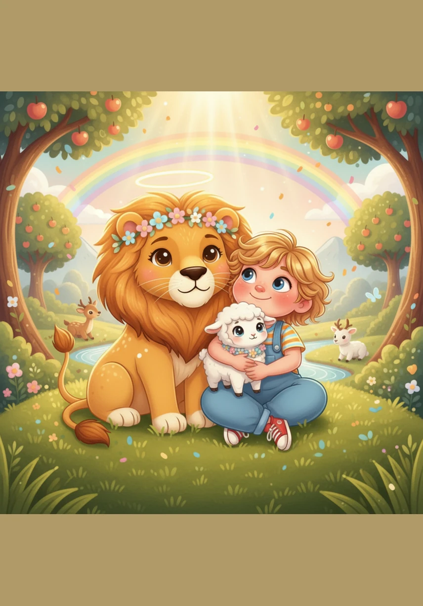 Tucked into a bed of soft, fragrant moss, Eden looks up at the beautiful world and feels a deep sense of belonging. This is a place of eternal love and wonder, a home where every heart is full and every dream is bright.