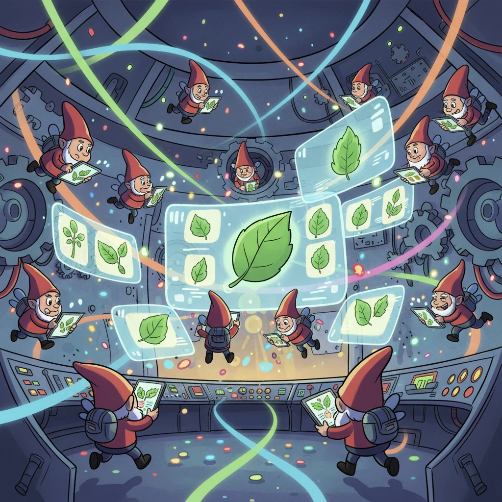 Inside AgriBot, a flurry of colorful lights and whirring sounds began. Tiny, friendly data-gnomes zipped around, sorting information and comparing the leaf's picture to all the healthy plant images AgriBot knew.