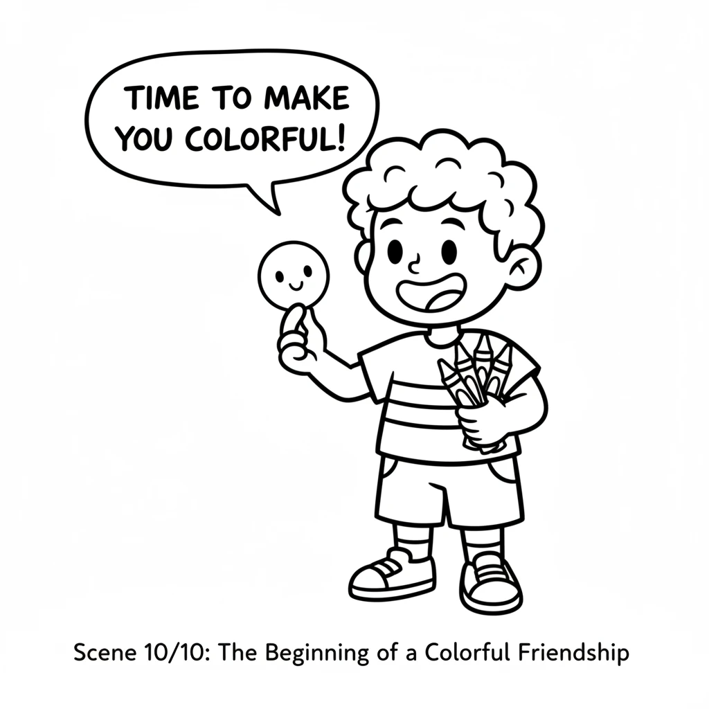 A child's gentle hand picked up Dot, a big smile blooming on their face, ready to make their new paper friend wonderfully colorful.