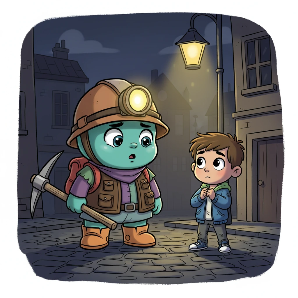 One fateful evening, as Anxio prepared for its nightly hunt, something extraordinary happened. A small boy, no older than eight, stepped bravely into the flickering streetlights. He stood directly in Anxio's path, his small hands trembling slightly.