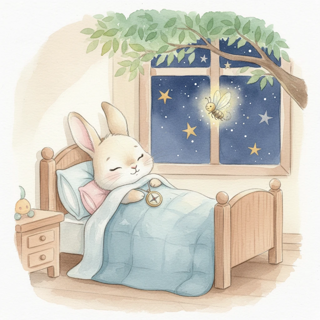 Benny snuggled into his soft bed, feeling braver than ever before. Outside, the stars continued to twinkle, and Flicker danced among the leaves. Benny slept soundly, dreaming of magical nights and friendly lights.