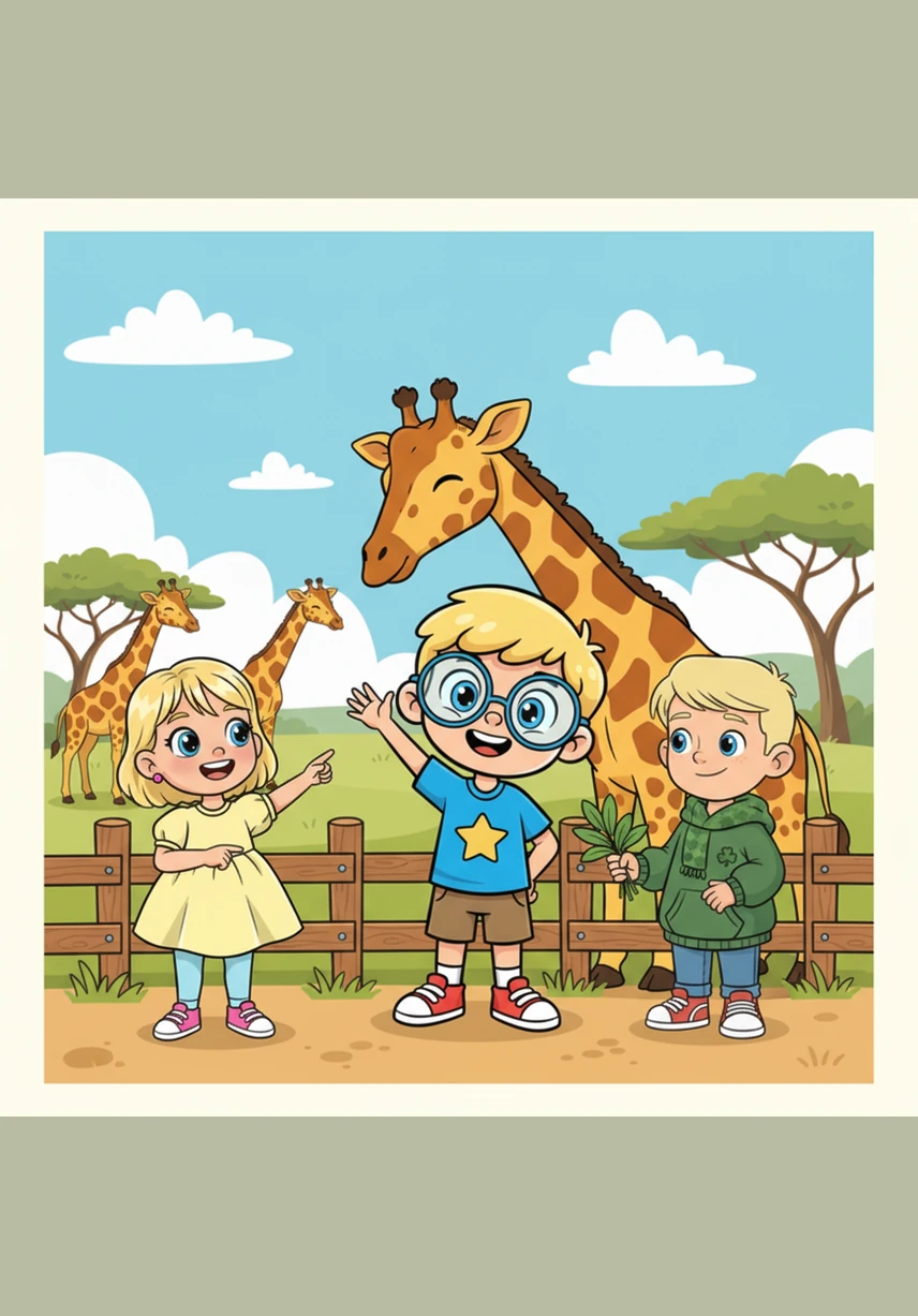 At the giraffe enclosure, the three children look up in awe at the gentle giants reaching for green leaves. Malliadh’s earrings sparkle in the sun as she tries to stretch her neck as high as a giraffe's while her brothers watch in wonder.