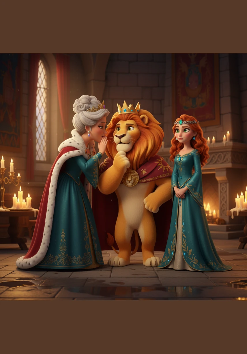 Inside the warm, candlelit hall, the Queen eyes the damp girl with deep skepticism. She whispers a secret plan to the King, determined to find out if this mysterious visitor is truly a princess of royal blood.