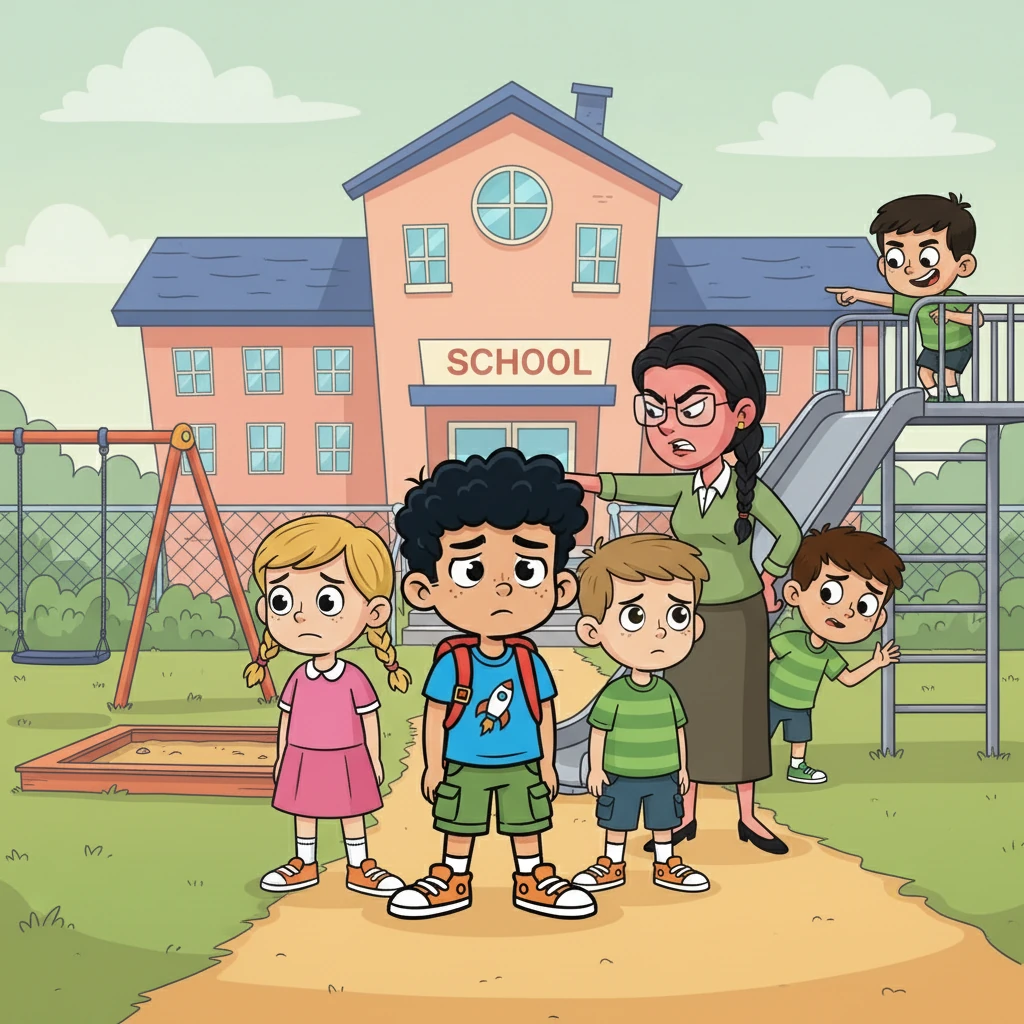 On the playground, the final act played out. As Kit and Dan moved towards the fence, Max betrayed them, alerting the teacher. The teacher, furious, marched them to the principal's office. Their grand plan had crumbled.
