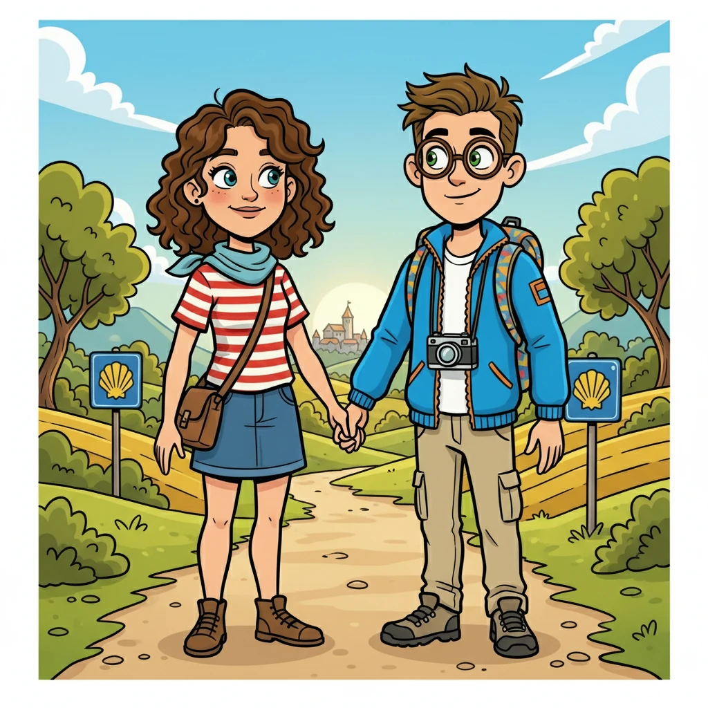 Helena, with her brown hair and freckles, and Stephan, tall and blond, met on the Camino de Santiago. The summer sun warmed their faces as they walked, their eyes meeting with an immediate spark. They shared stories, laughter, and a connection neither had expected, walking side by side.