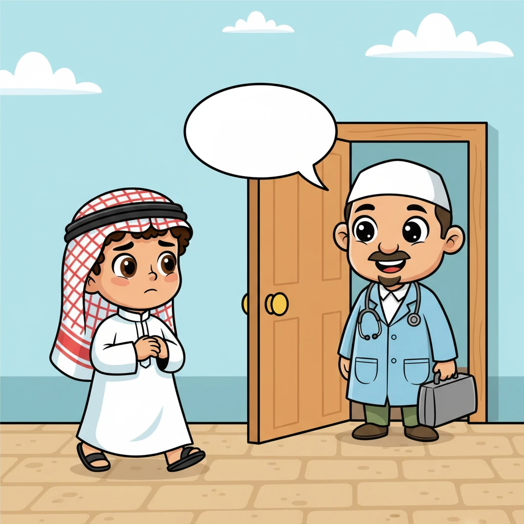 قَرَّرَ سامي أَنْ يَذْهَبَ إِلَى عِيادَةِ الطَّبِيبِ حَكيم، وَهُوَ يَأْمُلُ أَنْ يَجِدَ سَبَبًا لِمَا يَشْعُرُ بِهِ.