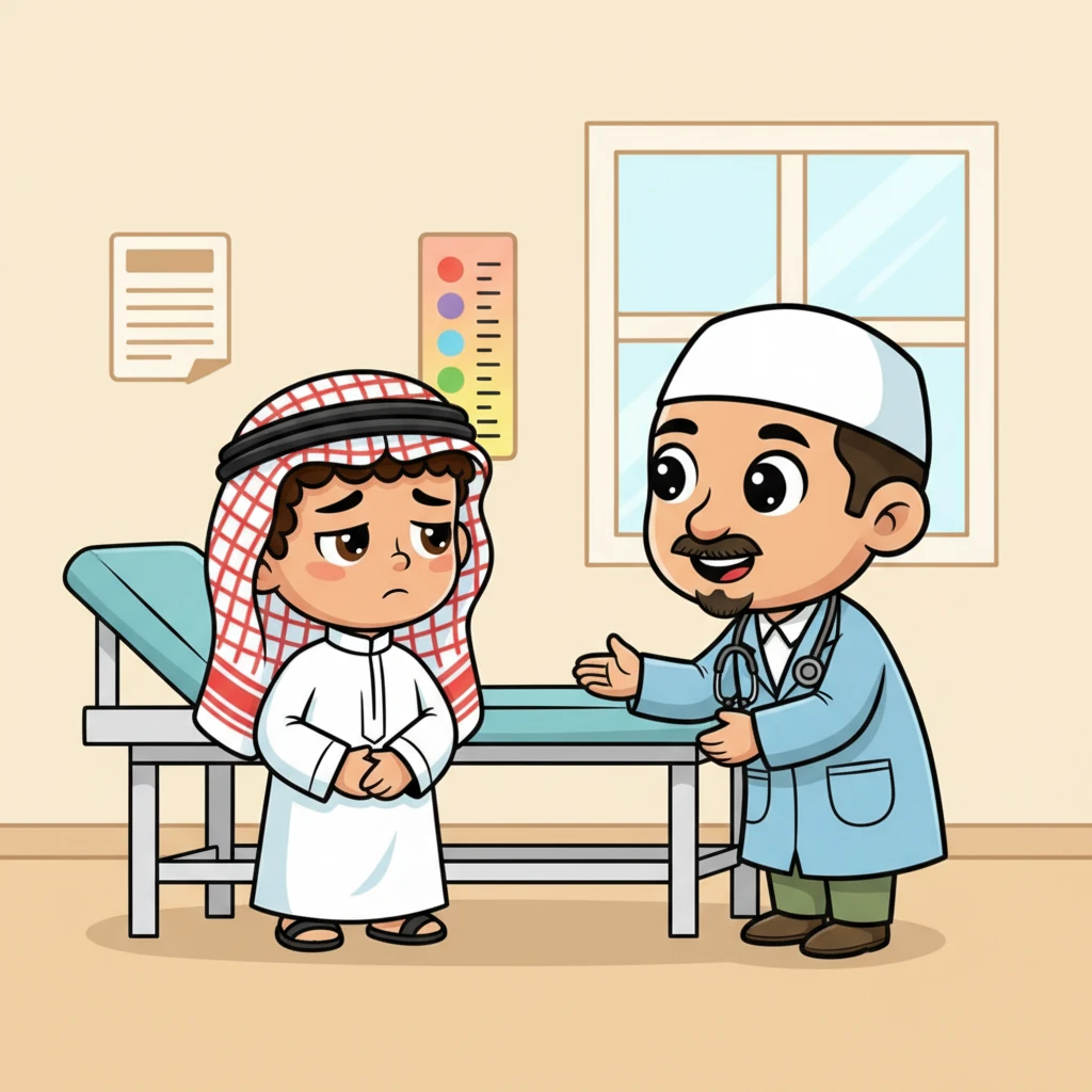 سَأَلَهُ الطَّبِيبُ: هَلْ بَدَأَ هَذا الأَلَمُ مُؤَخَّرًا؟ قالَ سامي: مُنْذُ لَيْلَةِ أَمْسِ، وَلَمْ أَسْتَطِعِ النَّوْمَ جَيِّدًا.