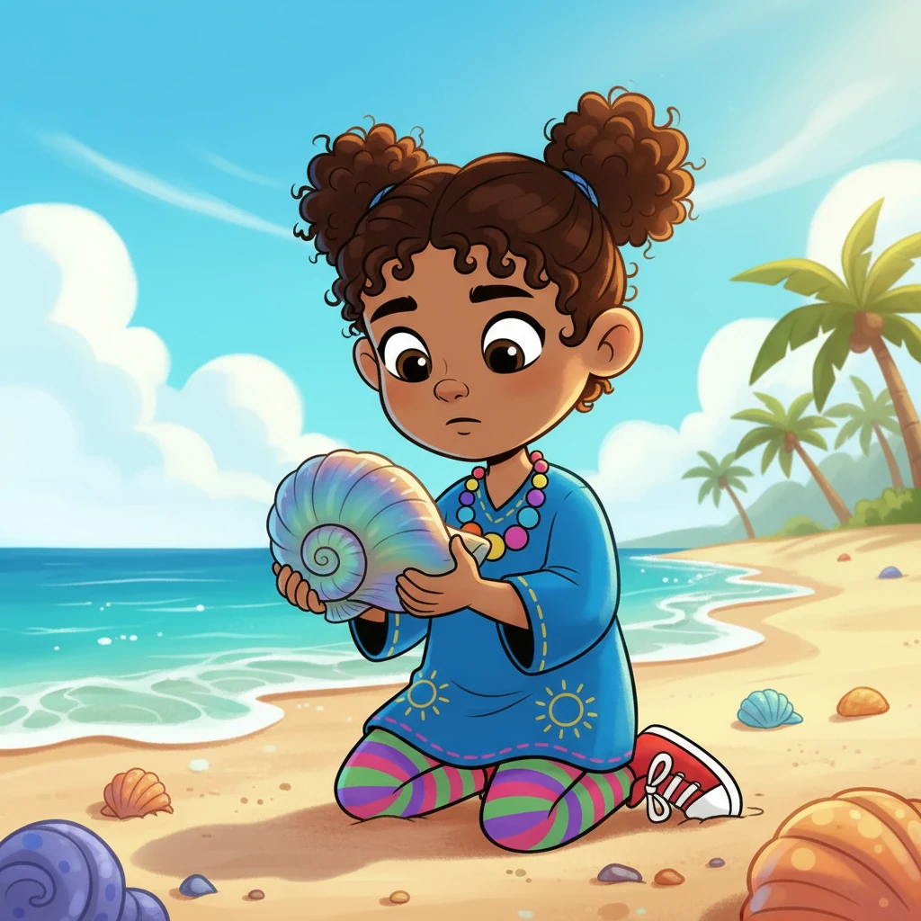 Polisson, determined to meet Yara, hatched a clever plan. He gazed at a shimmering, beautiful seashell, its curves and colors catching the sunlight. With a gleam in his eye, he knew just how to make his dream come true and get closer to the girl he had come to love.