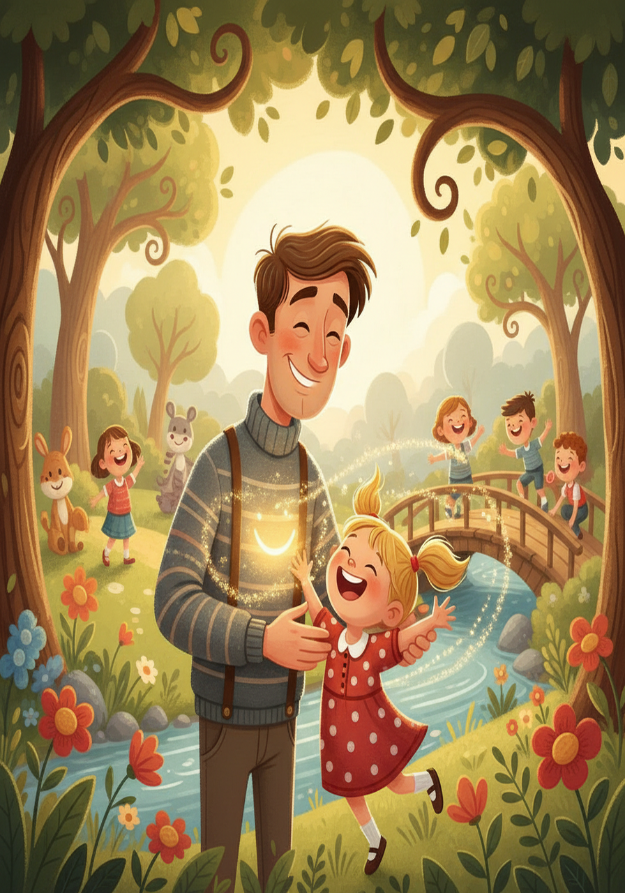 As he made the little girl giggle, Charlie felt a warmth spread through him. He saw the joy he brought to others and realized that making others happy made him happy too. The spark of his lost smile began to return.