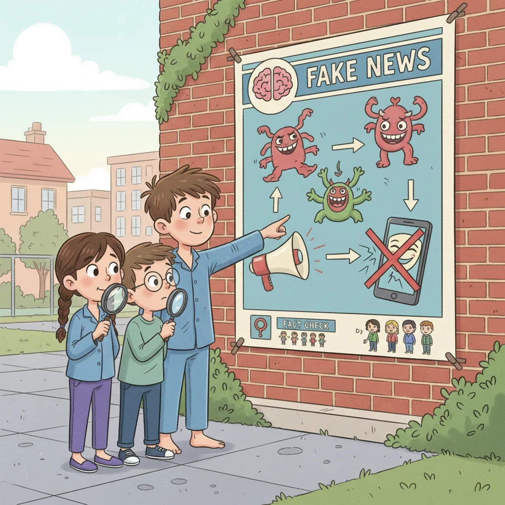 Тепер Петрик, побачивши будь-яку “сенсаційну новину”, спочатку думав, а потім звертався до друзів за допомогою. Вони разом перевіряли факти, як справжні журналісти. На стіні школи з'явився великий плакат, що нагадував про небезпеку фейків.