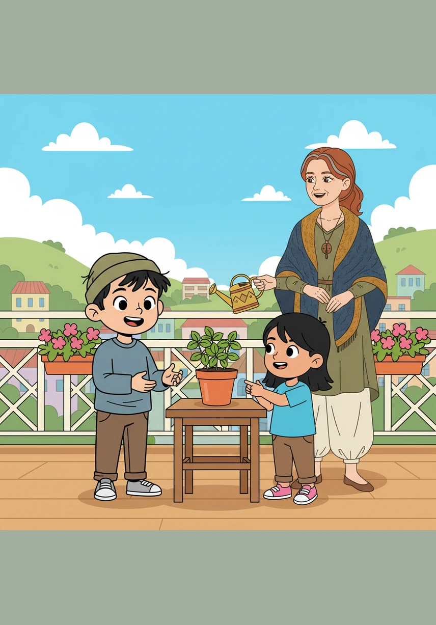 ذات صباح مشرق، استيقظ زيد ليجد مفاجأة رائعة كانت بانتظاره في شرفة غرفته. لقد تفتحت زهرة حمراء زاهية فاحت رائحتها الجميلة في الأرجاء، مما جعل زيد يقفز من شدة الفرح والاعتزاز.