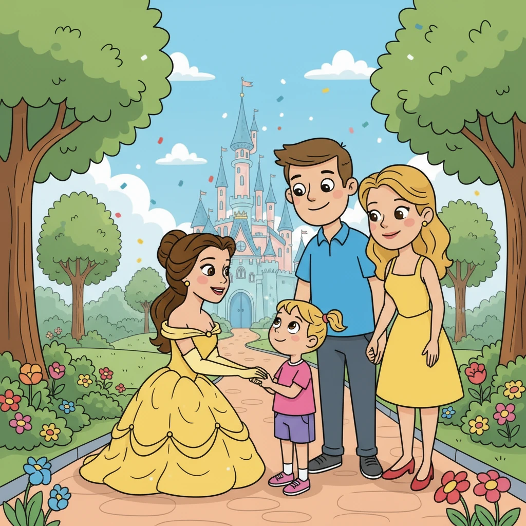 Belle, from Beauty and the Beast, shared a moment of kindness with Lily. Belle's intelligence and compassion made Lily feel inspired. John and Mary were captivated by Belle's grace.