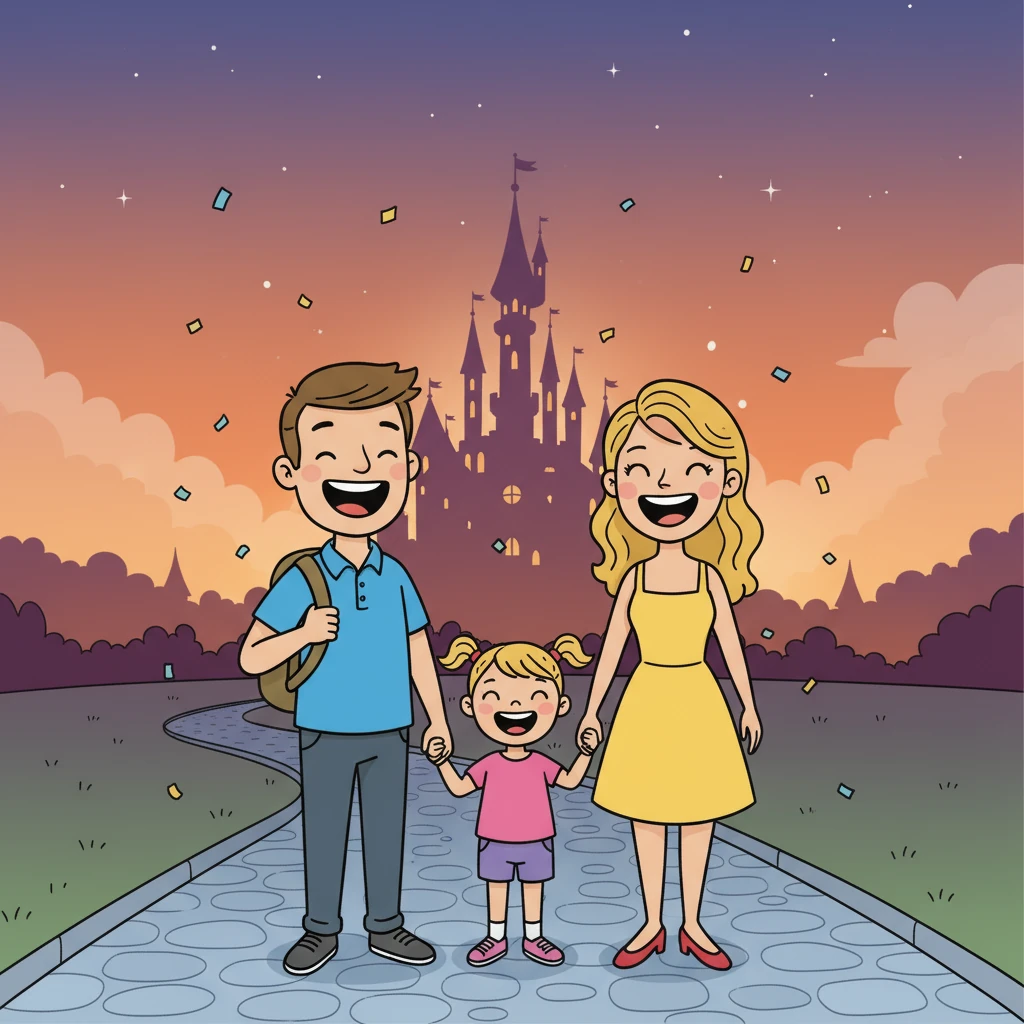 As the sun set over the magical kingdom, the Smith family walked hand-in-hand, their hearts filled with joy and love. They knew this was a day they would cherish forever, a testament to the magic of family and Disney.