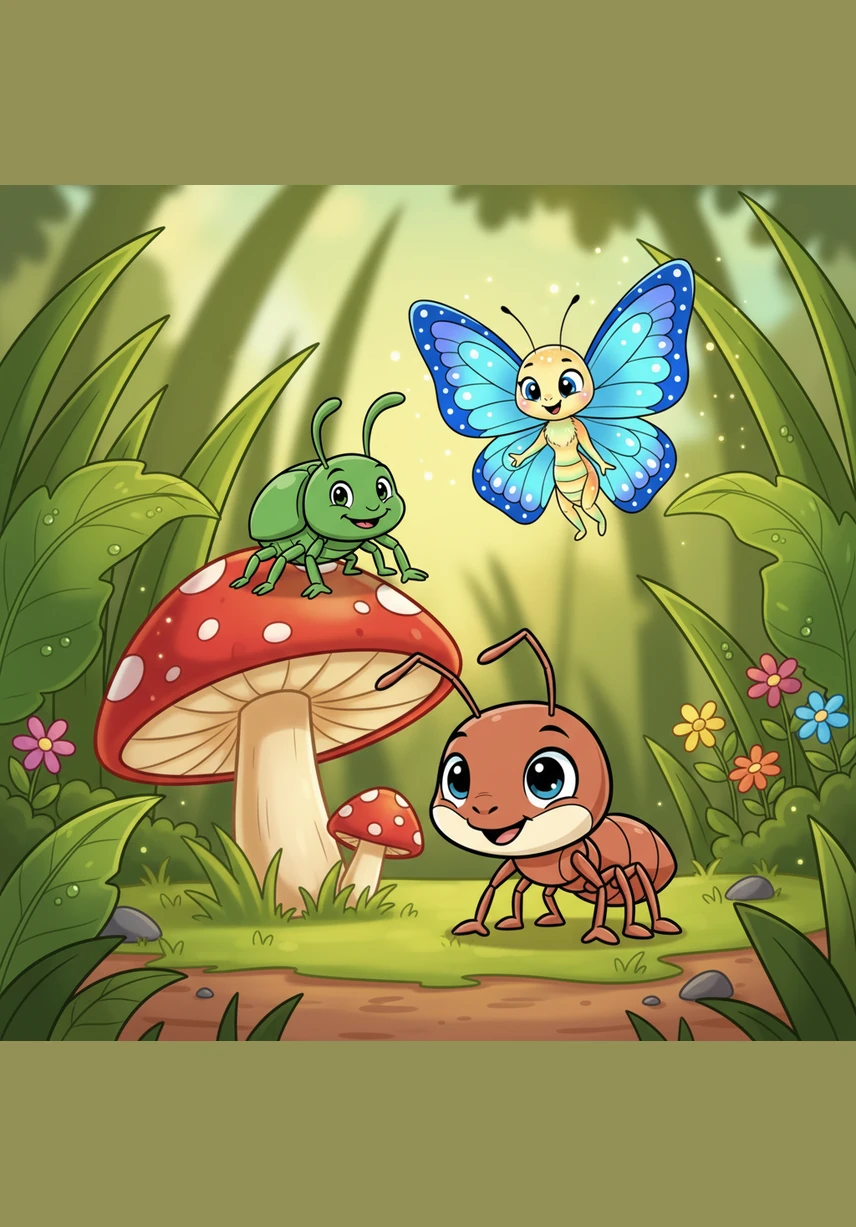 A graceful butterfly with vibrant blue wings fluttered down from a nearby daisy to see what the commotion was about. She landed softly nearby and kindly asked Andy if he could use a helping hand with his heavy load.